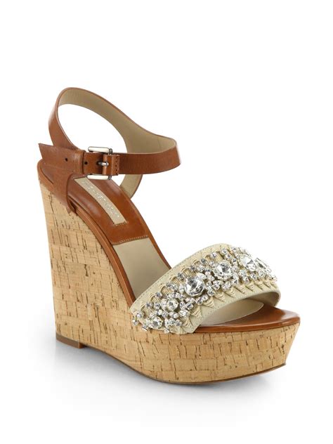 michael kors cork wedge sandals|michael kors suede wedge sandals.